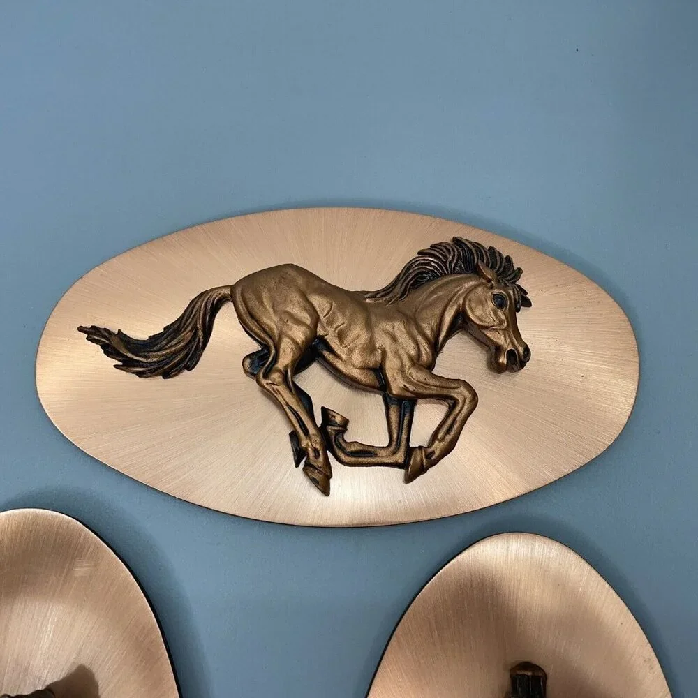 Vintage Copper Wall Art Plaque Oval 3D Home Decor Horse Hummingbird Lighthouse